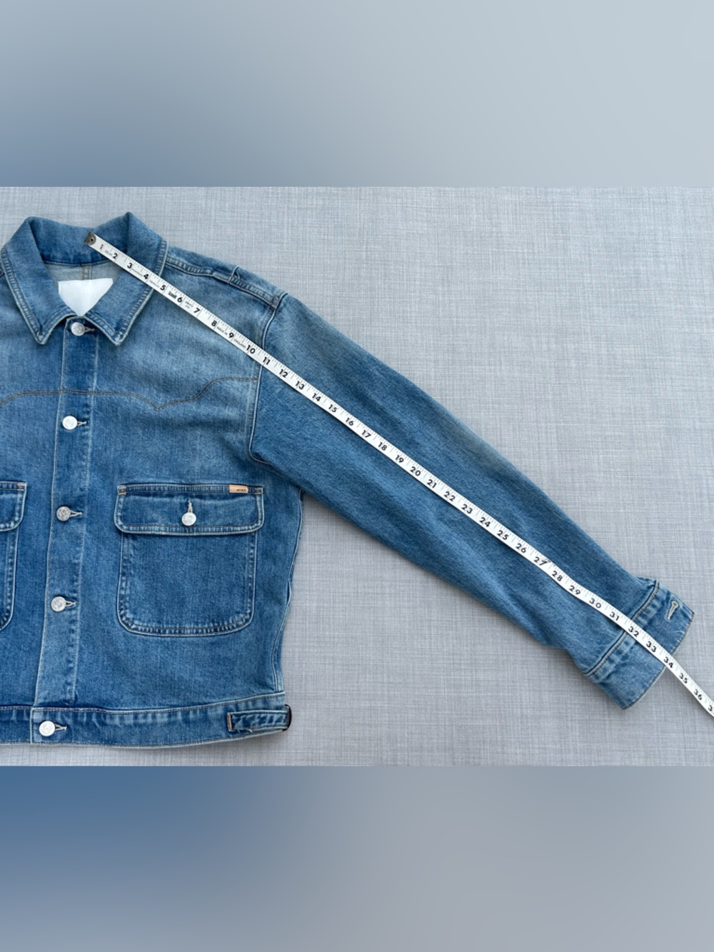 MOTHER Rootin Tootin Denim Jacket in Horsin Around Trucker Jean Jacket Large - Picture 15 of 16